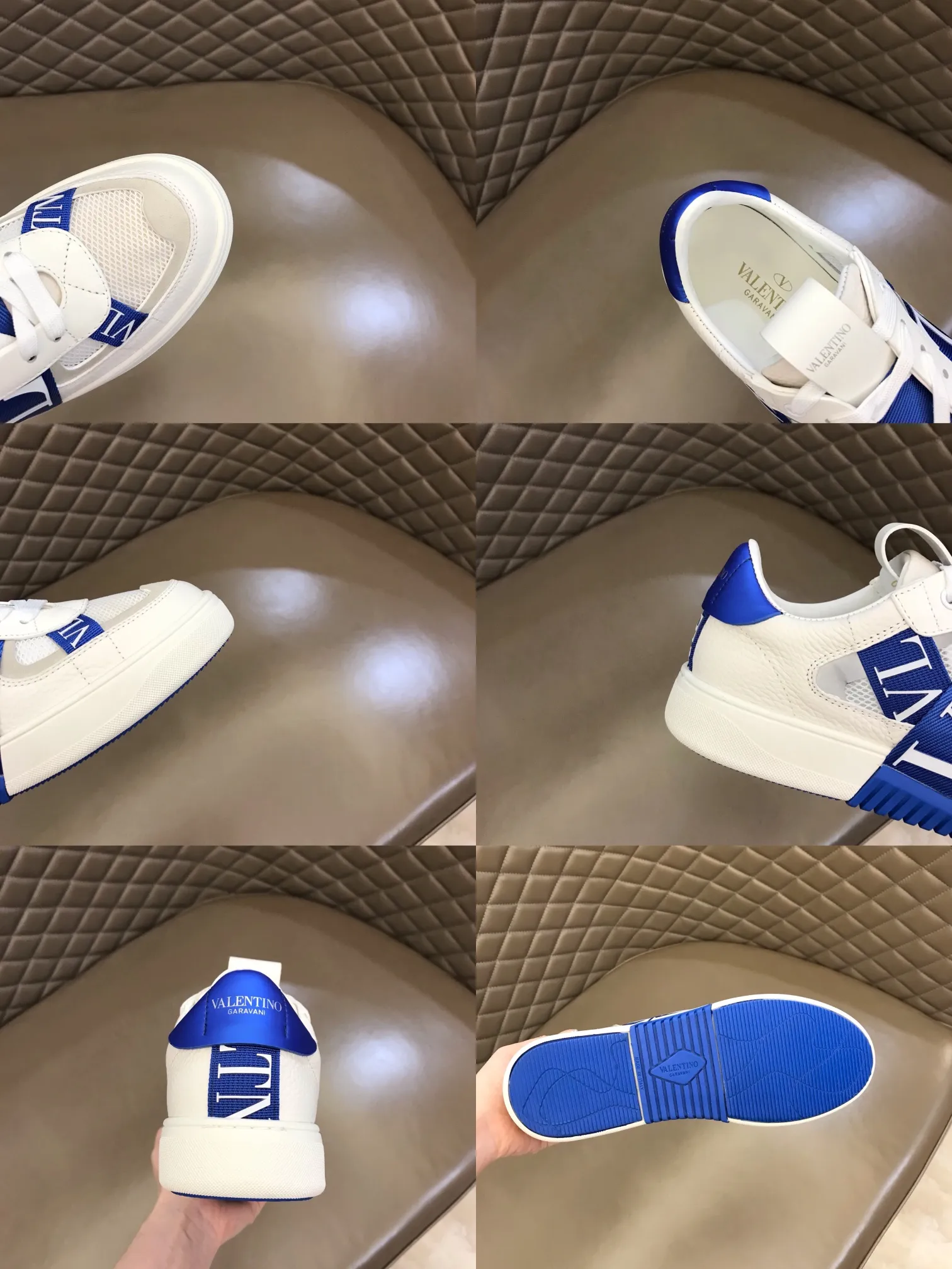 p440 "Valentin*" new spring and summer calfskin lace-up sneakers. No man should be able to refuse these shoes. The classic color scheme is so handsome! Purchase a high-precision replica of the original version to instantly sell off the market currency! 6 VLTN logo rubber effect straps - Valentino Garavani Logo printed on the back and tongue, all materials are customized to ensure quality! Size: 38-44